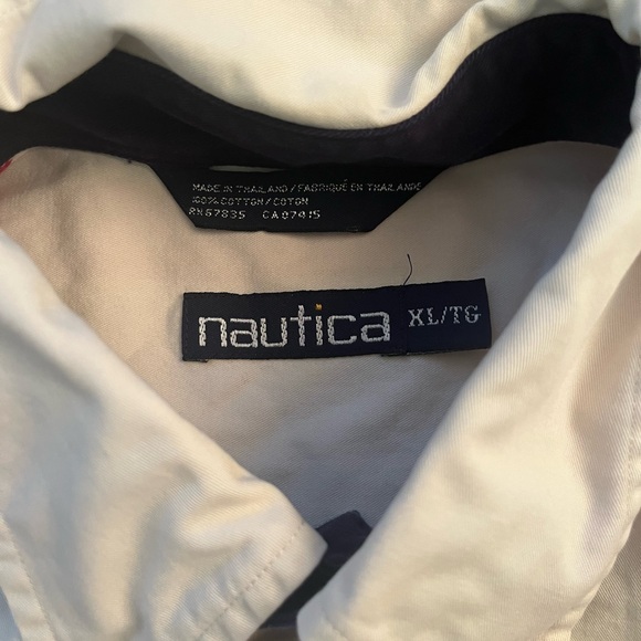Vintage Nautica White Shirt with Red and Blue Accents - Picture 2 of 6